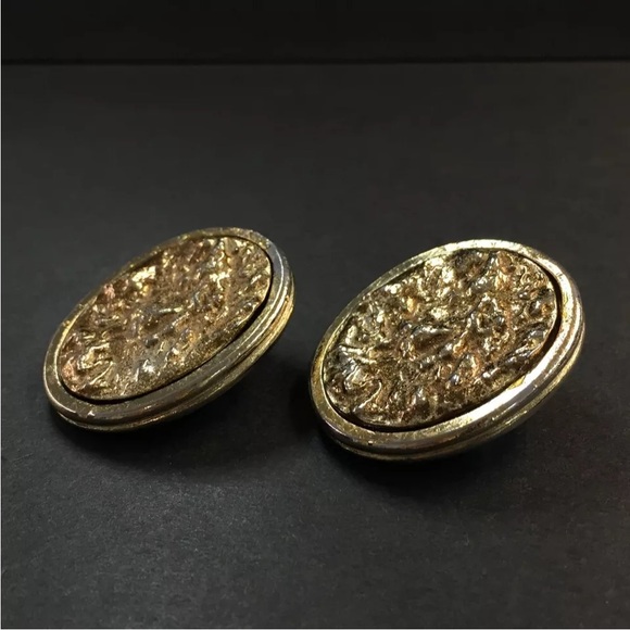 Yves Saint Laurent Oval Gold Tone Earrings - Picture 3 of 8